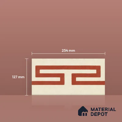 Athangudi Handmade Border Tile TL 10877 F Rose Sunburst 10 x 5 inch Concrete Pearl Finish - 18 mm | Suitable for Decorative Floor Borders in Living Room, Bedroom, Dining Area & Foyer