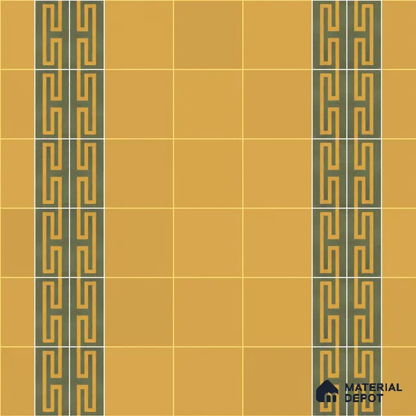 Athangudi Handmade Border Tile TL 10877 H Ochre Slate Sun 10 x 5 inch Concrete Pearl Finish - 18 mm | Suitable for Decorative Floor Borders in Living Room, Bedroom, Dining Area & Foyer