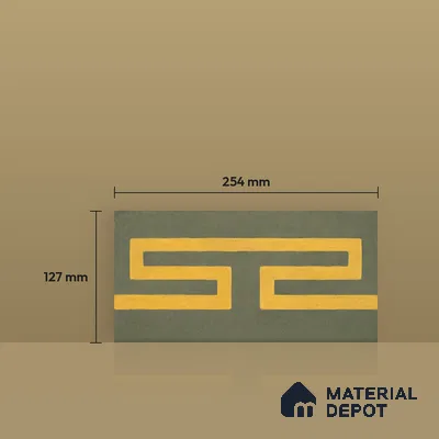 Athangudi Handmade Border Tile TL 10877 H Ochre Slate Sun 10 x 5 inch Concrete Pearl Finish - 18 mm | Suitable for Decorative Floor Borders in Living Room, Bedroom, Dining Area & Foyer