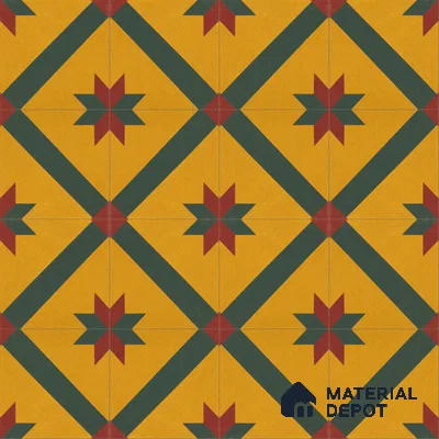 Athangudi Handmade Center Tile TL 10874 Peacock Star Garden 10 x 10 inch Concrete Pearl Finish - 18 mm | Suitable for Indoor Flooring in Living Room, Bedroom, Dining Area & Foyer