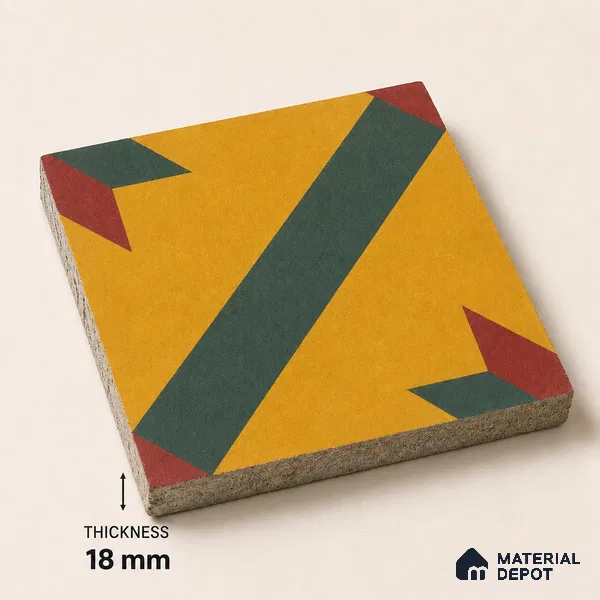 Athangudi Handmade Center Tile TL 10874 Peacock Star Garden 10 x 10 inch Concrete Pearl Finish - 18 mm | Suitable for Indoor Flooring in Living Room, Bedroom, Dining Area & Foyer