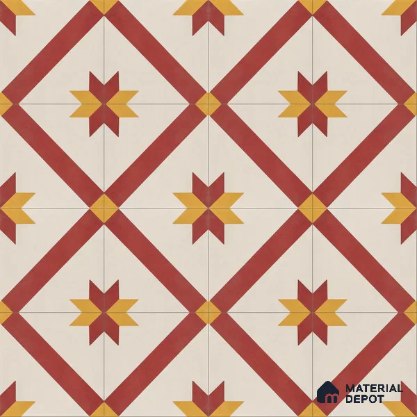 Athangudi Handmade Center Tile TL 10874 B Jaipur Sunstar 10 x 10 inch Concrete Pearl Finish - 18 mm | Suitable for Indoor Flooring in Living Room, Bedroom, Dining Area & Foyer