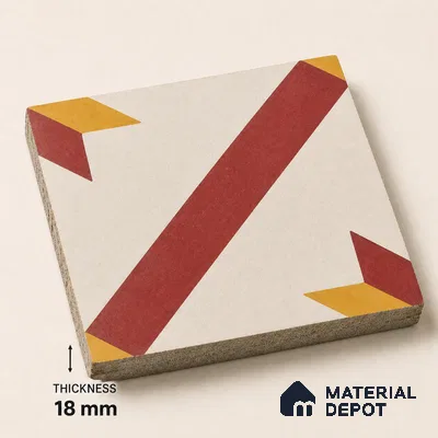 Athangudi Handmade Center Tile TL 10874 B Jaipur Sunstar 10 x 10 inch Concrete Pearl Finish - 18 mm | Suitable for Indoor Flooring in Living Room, Bedroom, Dining Area & Foyer