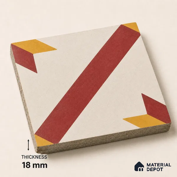 Athangudi Handmade Center Tile TL 10874 B Jaipur Sunstar 10 x 10 inch Concrete Pearl Finish - 18 mm | Suitable for Indoor Flooring in Living Room, Bedroom, Dining Area & Foyer