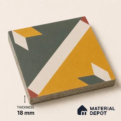Athangudi Handmade Center Tile TL 10874 C Emerald Sunstar 10 x 10 inch Concrete Pearl Finish - 18 mm | Suitable for Indoor Flooring in Living Room, Bedroom, Dining Area & Foyer