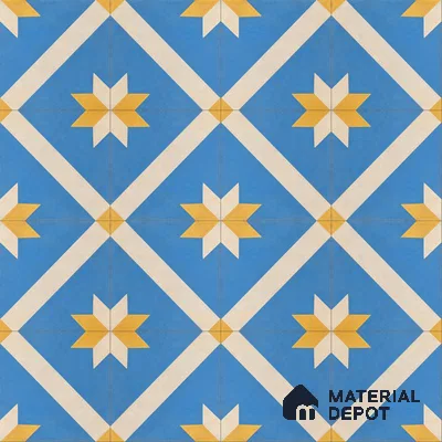 Athangudi Handmade Center Tile TL 10874 D Turquoise Sunstar 10 x 10 inch Concrete Pearl Finish - 18 mm | Suitable for Indoor Flooring in Living Room, Bedroom, Dining Area & Foyer