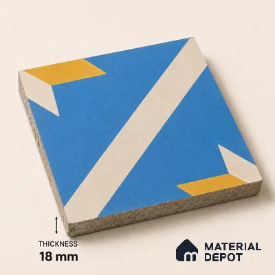 Athangudi Handmade Center Tile TL 10874 D Turquoise Sunstar 10 x 10 inch Concrete Pearl Finish - 18 mm | Suitable for Indoor Flooring in Living Room, Bedroom, Dining Area & Foyer