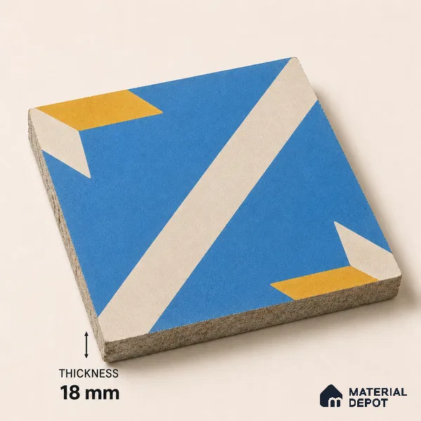 Athangudi Handmade Center Tile TL 10874 D Turquoise Sunstar 10 x 10 inch Concrete Pearl Finish - 18 mm | Suitable for Indoor Flooring in Living Room, Bedroom, Dining Area & Foyer
