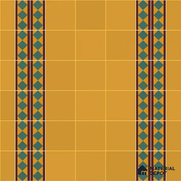 Athangudi Moroccan Floor Tile TL 10874 E Pearl Finish 127 x 254 mm Border Concrete Tile - 18 mm