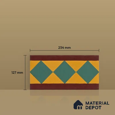 Athangudi Moroccan Floor Tile TL 10874 E Pearl Finish 127 x 254 mm Border Concrete Tile - 18 mm
