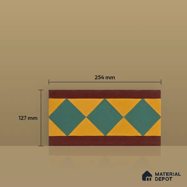 Athangudi Moroccan Floor Tile TL 10874 E Pearl Finish 127 x 254 mm Border Concrete Tile - 18 mm