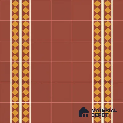 Athangudi Moroccan Floor Tile TL 10874 F Pearl Finish 127 x 254 mm Border Concrete Tile - 18 mm