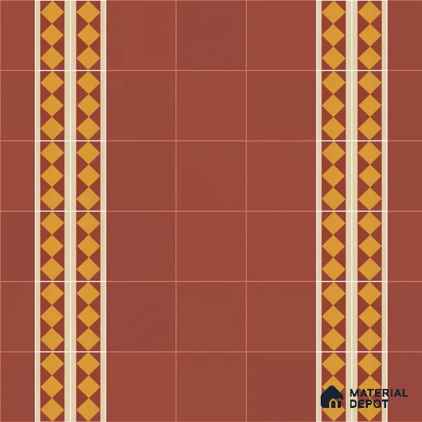 Athangudi Moroccan Floor Tile TL 10874 F Pearl Finish 127 x 254 mm Border Concrete Tile - 18 mm
