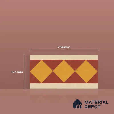 Athangudi Moroccan Floor Tile TL 10874 F Pearl Finish 127 x 254 mm Border Concrete Tile - 18 mm