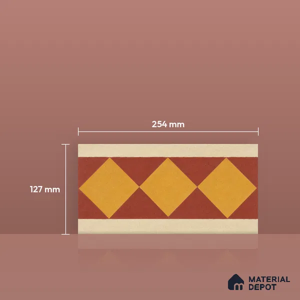 Athangudi Moroccan Floor Tile TL 10874 F Pearl Finish 127 x 254 mm Border Concrete Tile - 18 mm