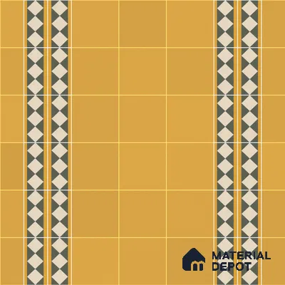 Athangudi Moroccan Floor Tile TL 10874 G Pearl Finish 127 x 254 mm Border Concrete Tile - 18 mm