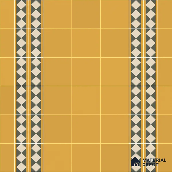 Athangudi Moroccan Floor Tile TL 10874 G Pearl Finish 127 x 254 mm Border Concrete Tile - 18 mm