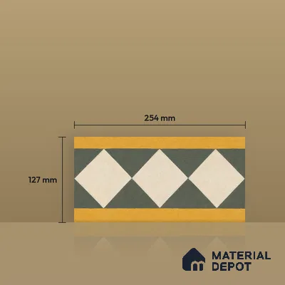 Athangudi Moroccan Floor Tile TL 10874 G Pearl Finish 127 x 254 mm Border Concrete Tile - 18 mm