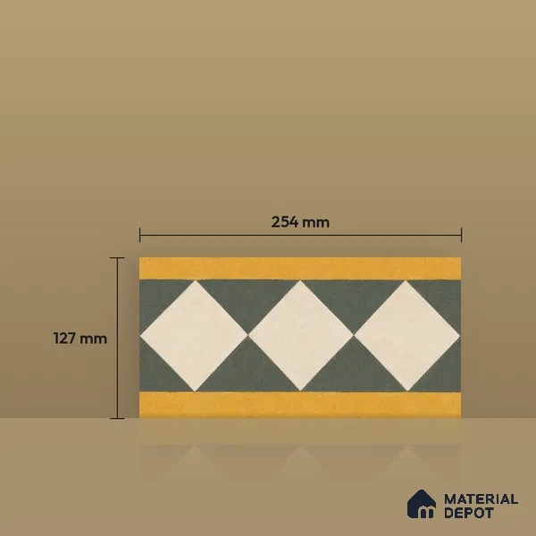 Athangudi Moroccan Floor Tile TL 10874 G Pearl Finish 127 x 254 mm Border Concrete Tile - 18 mm