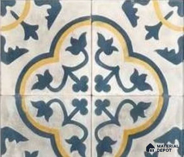 Athangudi Moroccan Floor Tile TL 10875 Pearl Finish 254 x 254 mm Center Concrete Tile - 18 mm