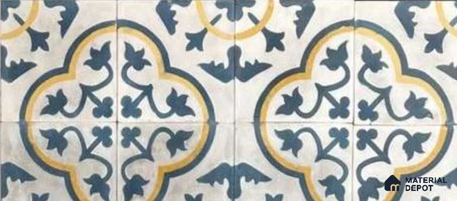 Athangudi Moroccan Floor Tile TL 10875 Pearl Finish 254 x 254 mm Center Concrete Tile - 18 mm