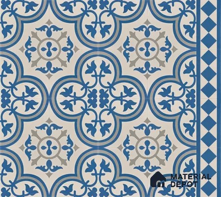 Athangudi Handmade Center Tile TL 10875 B Azure Courtyard Medallion 10 x 10 inch Concrete Pearl Finish - 18 mm | Suitable for Indoor Flooring in Living Room, Bedroom, Dining Area & Foyer