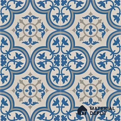 Athangudi Handmade Center Tile TL 10875 B Azure Courtyard Medallion 10 x 10 inch Concrete Pearl Finish - 18 mm | Suitable for Indoor Flooring in Living Room, Bedroom, Dining Area & Foyer