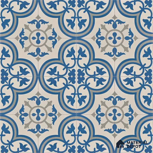 Athangudi Handmade Center Tile TL 10875 B Azure Courtyard Medallion 10 x 10 inch Concrete Pearl Finish - 18 mm | Suitable for Indoor Flooring in Living Room, Bedroom, Dining Area & Foyer