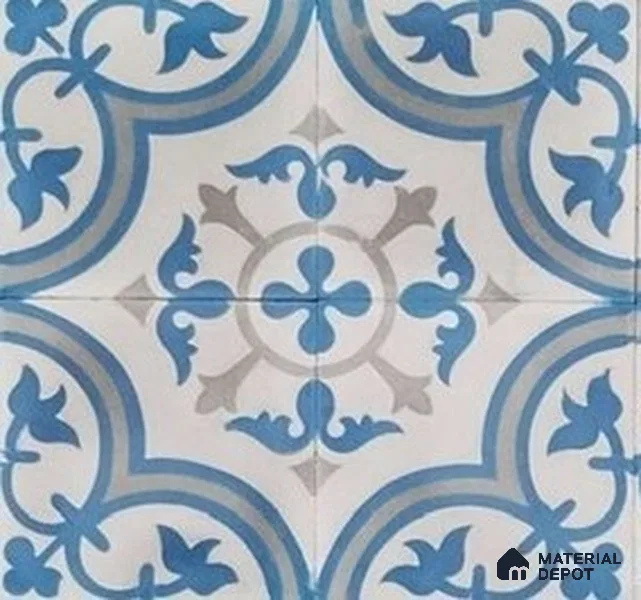 Athangudi Moroccan Floor Tile TL 10875 B Pearl Finish 254 x 254 mm Center Concrete Tile - 18 mm
