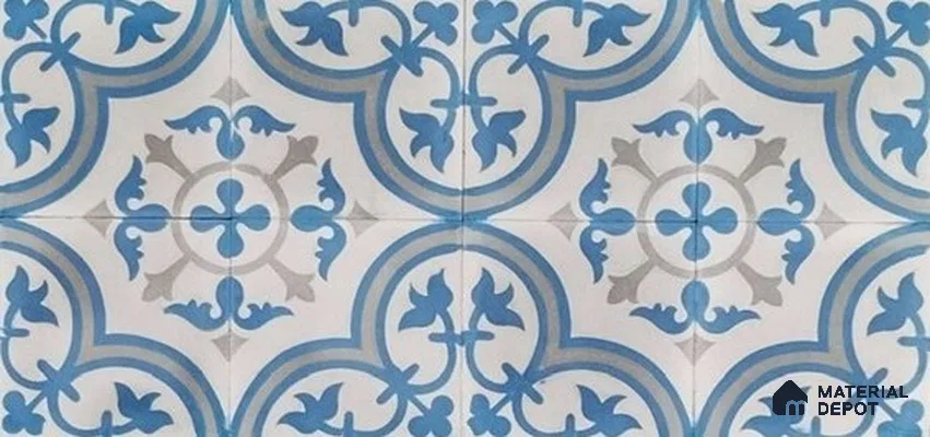 Athangudi Moroccan Floor Tile TL 10875 B Pearl Finish 254 x 254 mm Center Concrete Tile - 18 mm