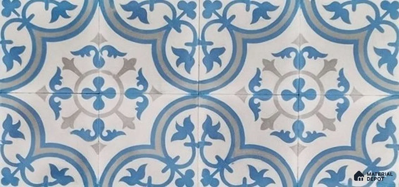 Athangudi Moroccan Floor Tile TL 10875 B Pearl Finish 254 x 254 mm Center Concrete Tile - 18 mm