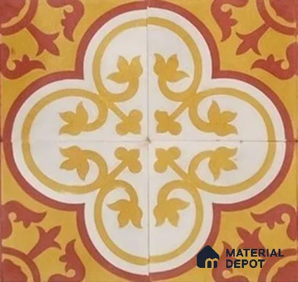Athangudi Moroccan Floor Tile TL 10875 C Pearl Finish 254 x 254 mm Center Concrete Tile - 18 mm