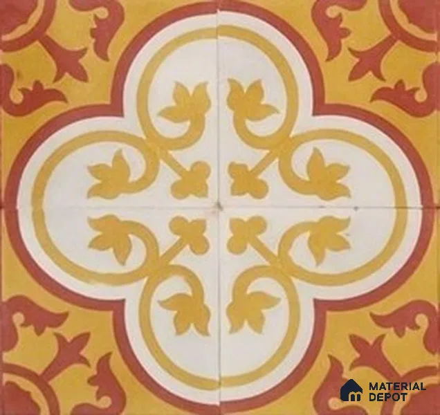 Athangudi Moroccan Floor Tile TL 10875 C Pearl Finish 254 x 254 mm Center Concrete Tile - 18 mm