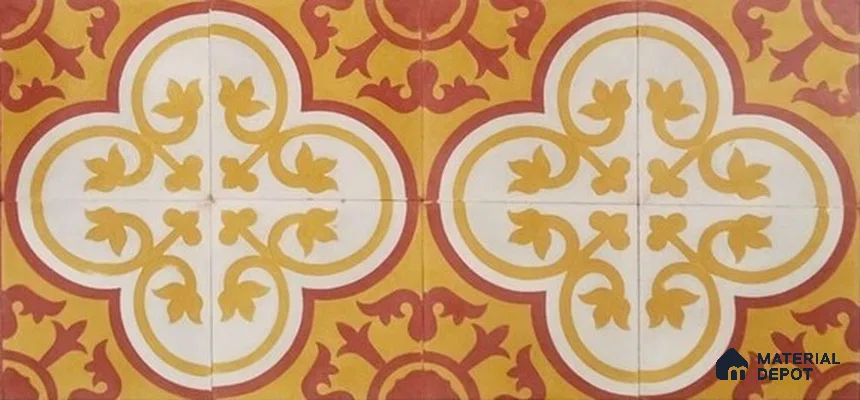 Athangudi Moroccan Floor Tile TL 10875 C Pearl Finish 254 x 254 mm Center Concrete Tile - 18 mm