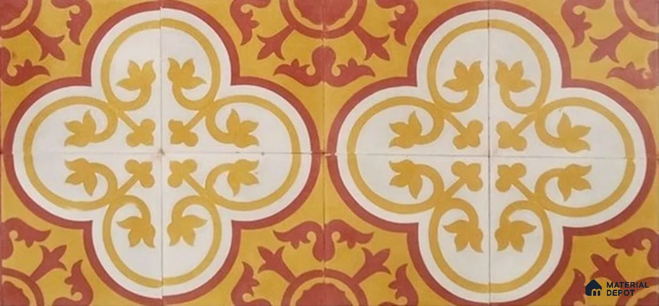 Athangudi Moroccan Floor Tile TL 10875 C Pearl Finish 254 x 254 mm Center Concrete Tile - 18 mm