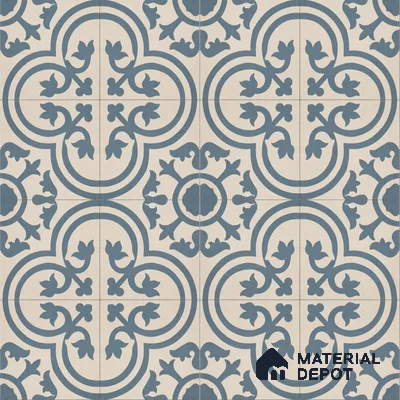 Athangudi Handmade Center Tile TL 10875 D Silver Arabesque 10 x 10 inch Concrete Pearl Finish - 18 mm | Suitable for Indoor Flooring in Living Room, Bedroom, Dining Area & Foyer