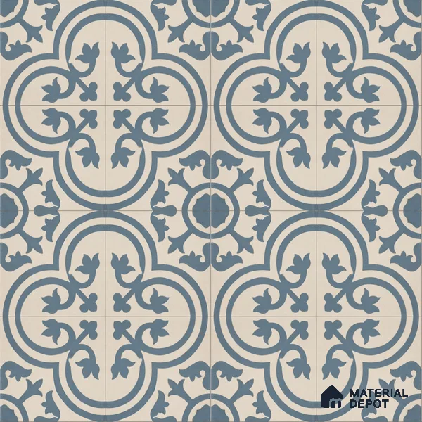 Athangudi Handmade Center Tile TL 10875 D Silver Arabesque 10 x 10 inch Concrete Pearl Finish - 18 mm | Suitable for Indoor Flooring in Living Room, Bedroom, Dining Area & Foyer