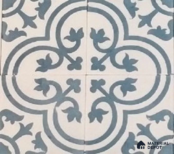 Athangudi Moroccan Floor Tile TL 10875 D Pearl Finish 254 x 254 mm Center Concrete Tile - 18 mm