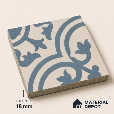 Athangudi Handmade Center Tile TL 10875 D Silver Arabesque 10 x 10 inch Concrete Pearl Finish - 18 mm | Suitable for Indoor Flooring in Living Room, Bedroom, Dining Area & Foyer