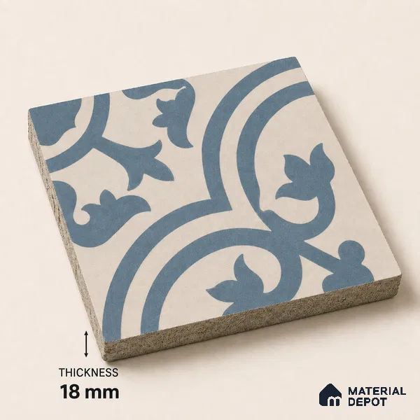 Athangudi Handmade Center Tile TL 10875 D Silver Arabesque 10 x 10 inch Concrete Pearl Finish - 18 mm | Suitable for Indoor Flooring in Living Room, Bedroom, Dining Area & Foyer