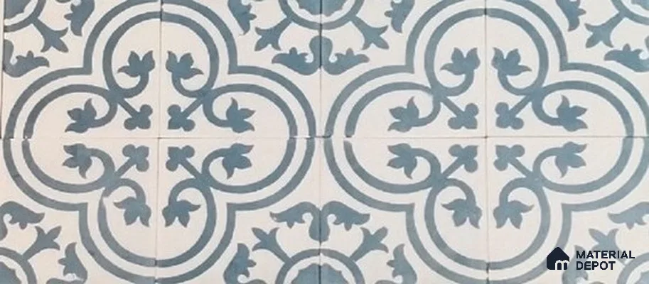 Athangudi Moroccan Floor Tile TL 10875 D Pearl Finish 254 x 254 mm Center Concrete Tile - 18 mm