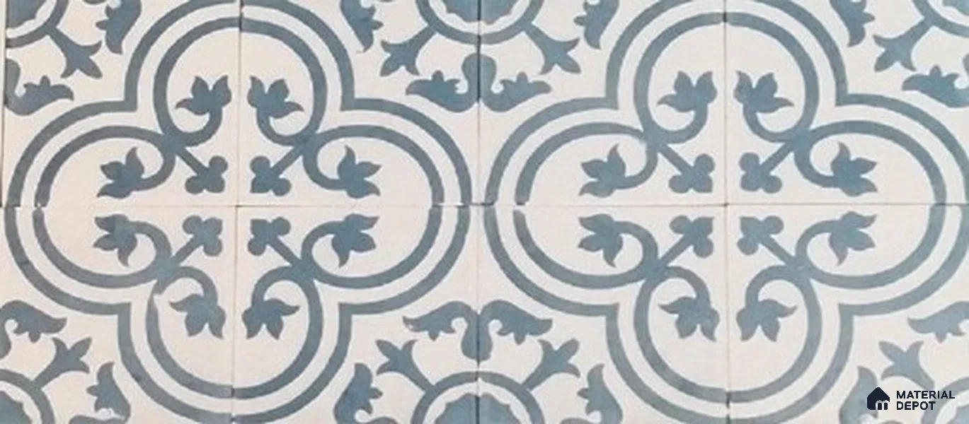 Athangudi Moroccan Floor Tile TL 10875 D Pearl Finish 254 x 254 mm Center Concrete Tile - 18 mm