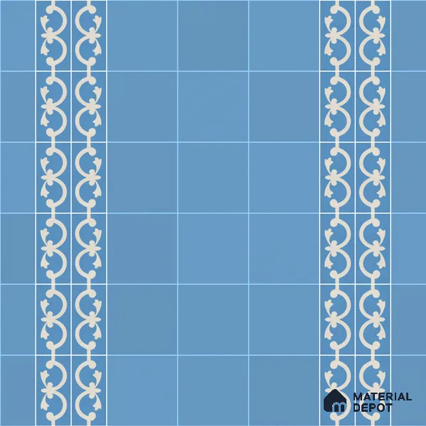 Athangudi Moroccan Floor Tile TL 10875 E Pearl Finish 127 x 254 mm Border Concrete Tile - 18 mm