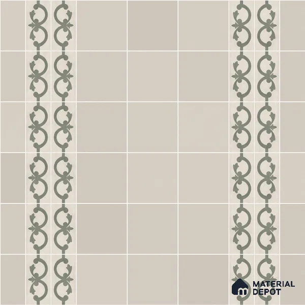 Athangudi Moroccan Floor Tile TL 10875 H Pearl Finish 127 x 254 mm Border Concrete Tile - 18 mm