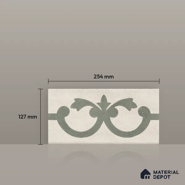 Athangudi Moroccan Floor Tile TL 10875 H Pearl Finish 127 x 254 mm Border Concrete Tile - 18 mm