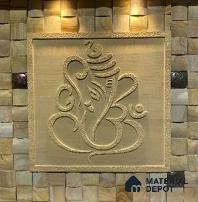 WL 00390 2D Royal Om Ganesha 600 x 600 mm Natural Stone Wall Cladding |  Stone is a Natural Product, Please Expect Variation in Shades