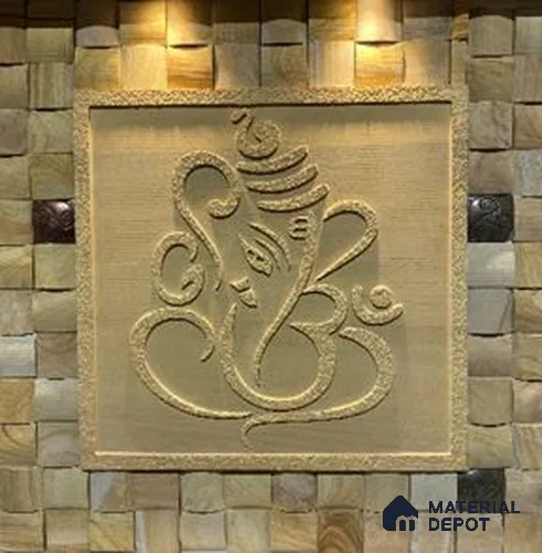 WL 00390 2D Royal Om Ganesha 600 x 600 mm Natural Stone Wall Cladding |  Stone is a Natural Product, Please Expect Variation in Shades