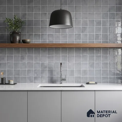 Faux Subway Wall Tile TL 11254 Urban Mist 2 ft x 1 ft Ceramic Glossy Finish Tile - 9 mm | Suitable For Bathroom, Balcony & Kitchen Backsplash