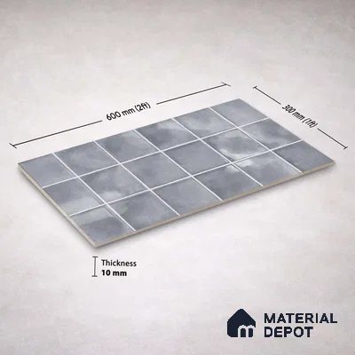 Faux Subway Wall Tile TL 11254 Urban Mist 2 ft x 1 ft Ceramic Glossy Finish Tile - 9 mm | Suitable For Bathroom, Basin Area, Kitchen Backsplash