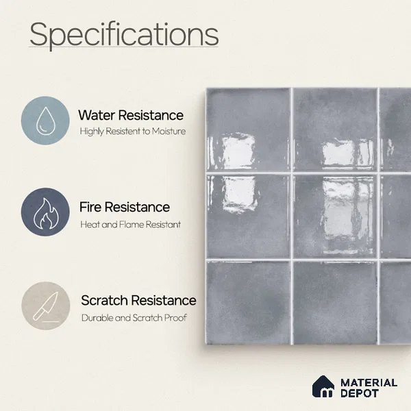 Faux Subway Wall Tile TL 11254 Urban Mist 2 ft x 1 ft Ceramic Glossy Finish Tile - 9 mm | Suitable For Bathroom, Basin Area, Kitchen Backsplash